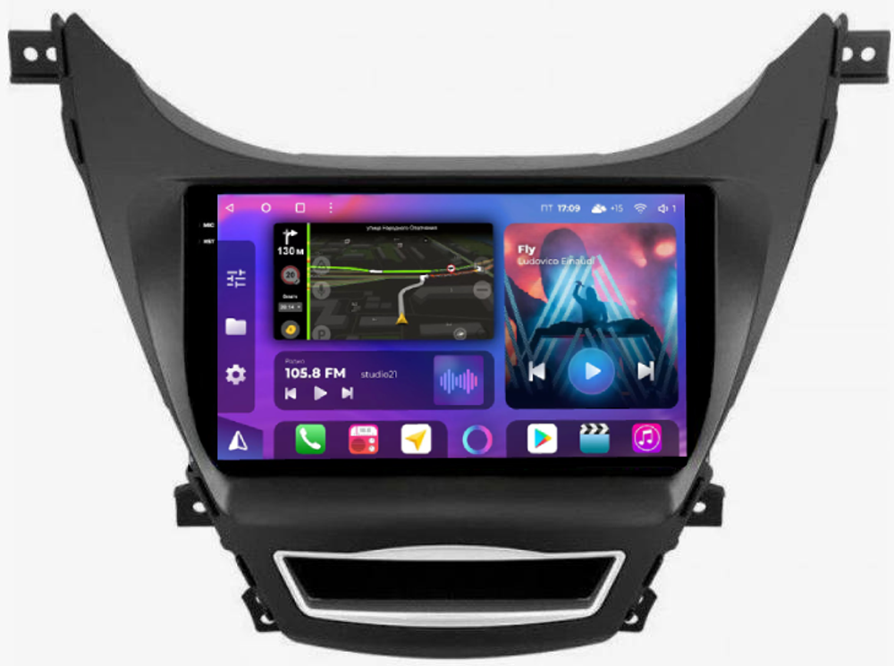 Магнитола для Hyundai Elantra 2010-2013 - FarCar XXL360M QLED+2K, Android 12, ТОП процессор, 8Гб+256Гб, CarPlay, 4G SIM-слот