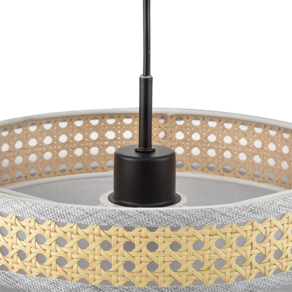 8043/1 MODERNI LN25 266 черный/серый/бежевый, металл/текстиль/ротанг Подвесной светильник Е27 1*60W 220V LAUNA