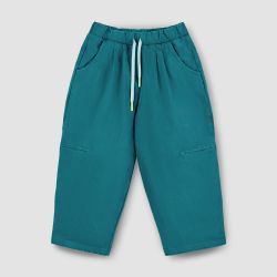 Широкие брюки из вареного денима пыльного изумрудного цвета