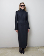 Пальто с формообразующими бедрами из шерсти Гуччи черный