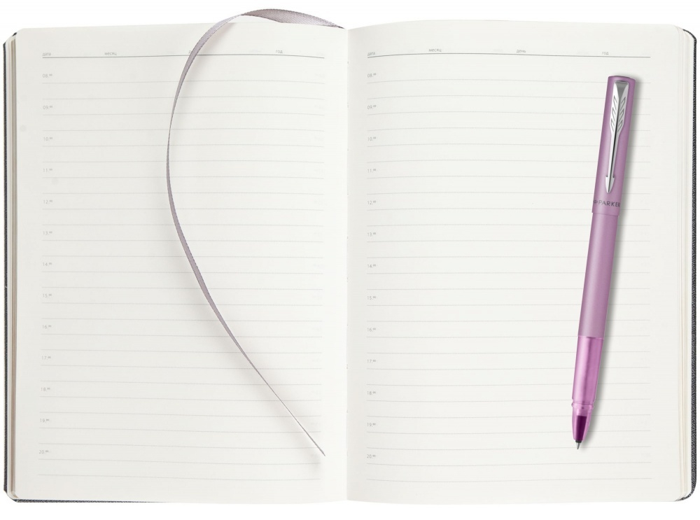 Подарочный набор: Ручка-роллер Parker Vector XL Lilac CT и Ежедневник недатированный, серый
