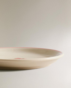 ZARA HOME НОВОГОДНЯЯ ТАРЕЛКА ДЛЯ ХЛЕБА ИЗ КЕРАМИКИ, БЕЛЫЙ/КРАСНЫЙ