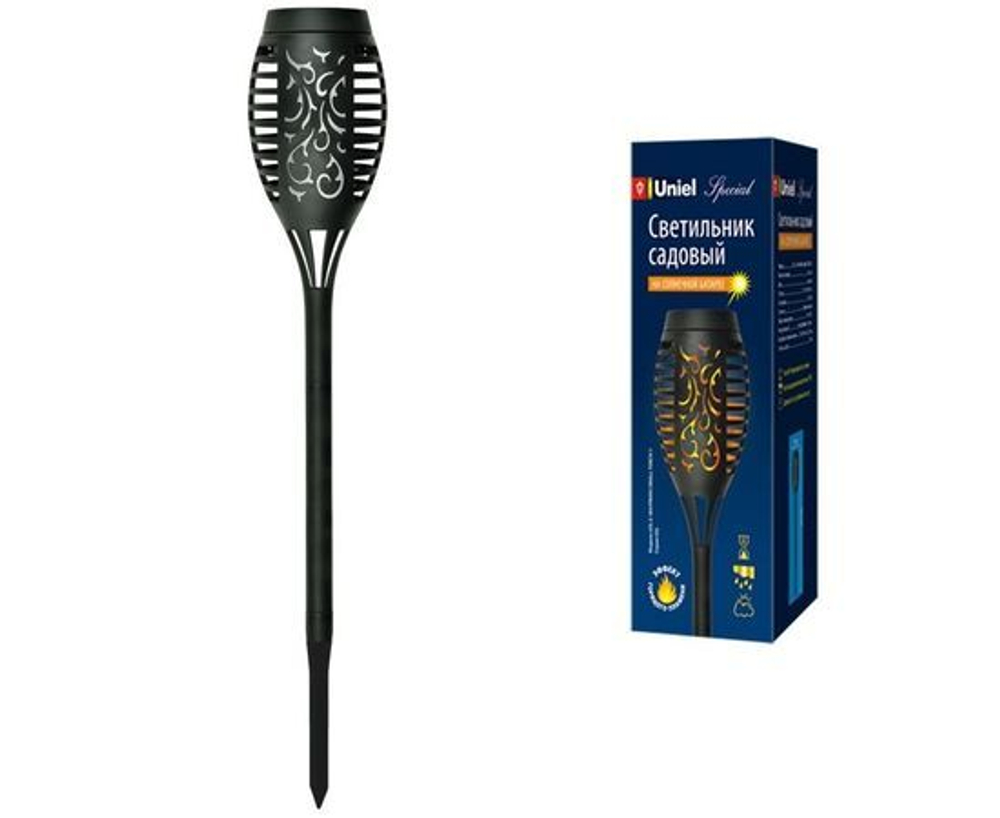 Светильник на солнечной батарее маленький факел-1 12LED, высота 50см, эффект пламени Uniel USL-S-184/PM495 SMALL TORCH-1