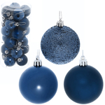 Новогодние шары 6 см (набор 24 шт) «Микс фактур», сапфир