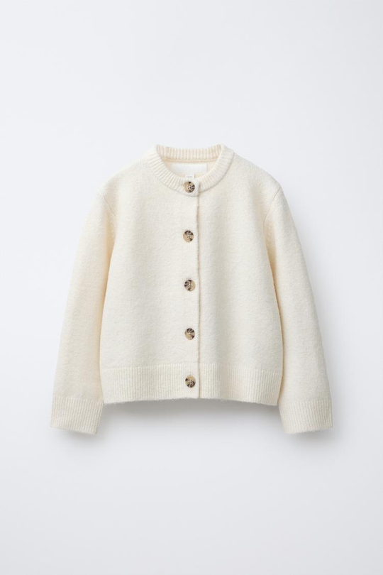 ZARA ОДНОТОННЫЙ КАРДИГАН, ВАНИЛЬНЫЙ