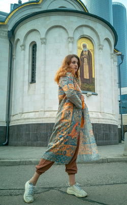 Кардиган "Сказочный лес" по мотивам фламандского гобелена 16 века, выполненного в технике мильфлёр