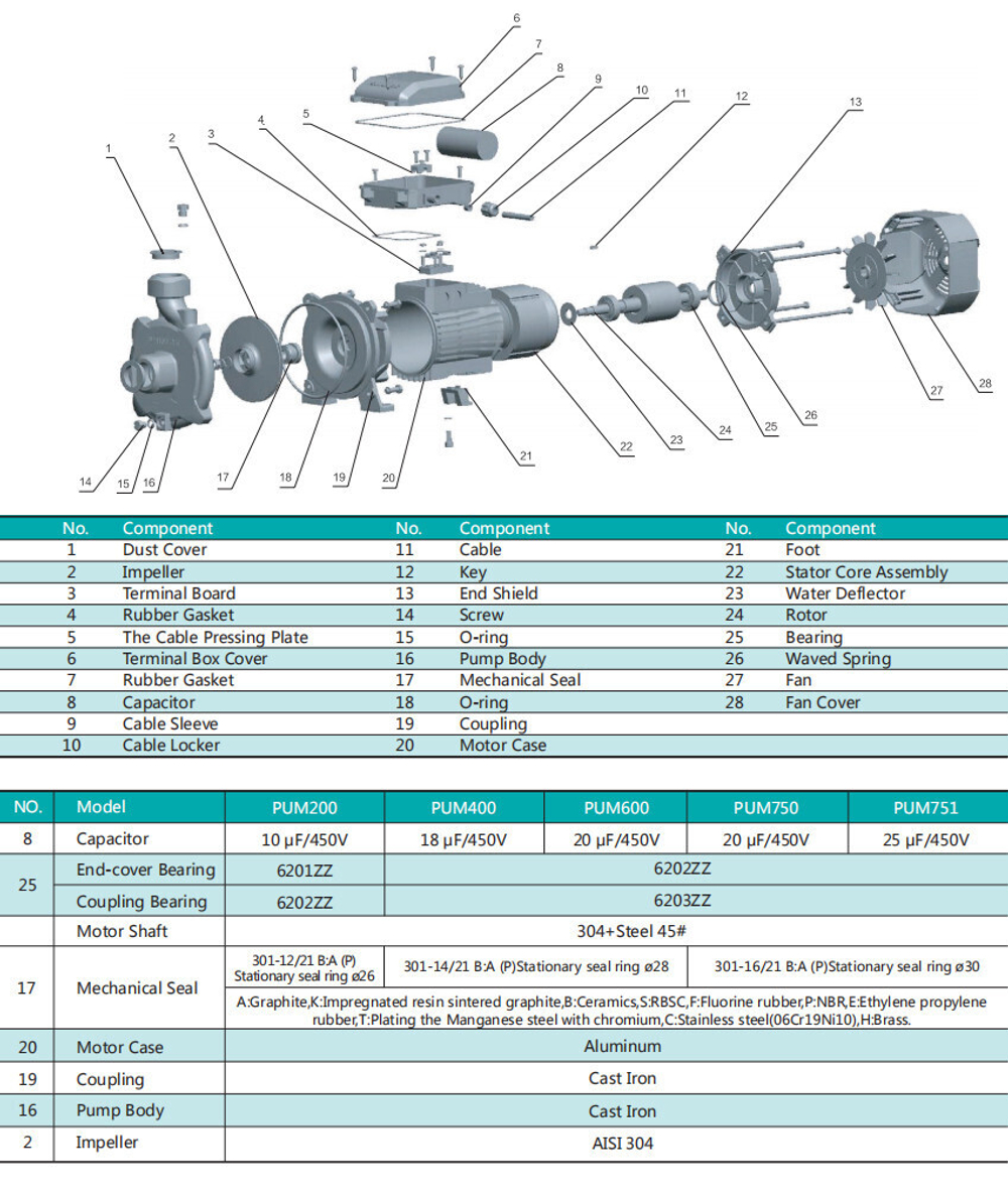 Центробежный насос серии PUm, Shimge