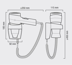 Настенный фен с держателем Valera Action Super Plus 1600 All Black (542.06/038A ALL BLACK)