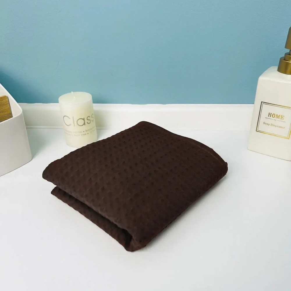 Полотенце вафельное 30*60см «Waffle» плотность 220гр/м, цвет горький шоколад 04050