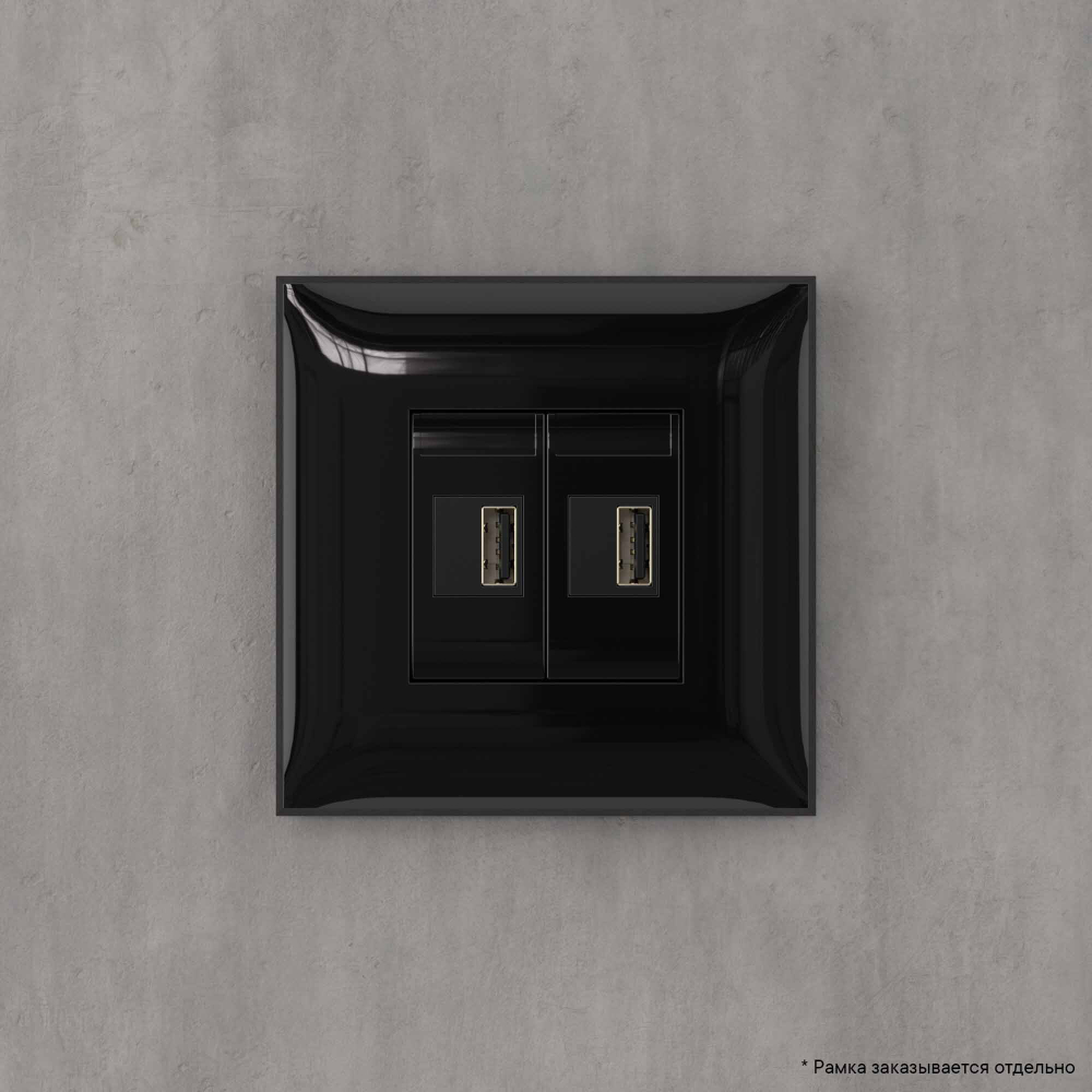 USB зарядное устройство в стену, "Avanti", "Черный квадрат"