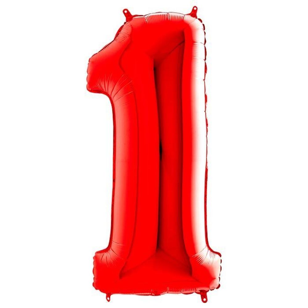Шар фольгированный ЦИФРА &quot;1&quot; 40&quot; Red с гелием