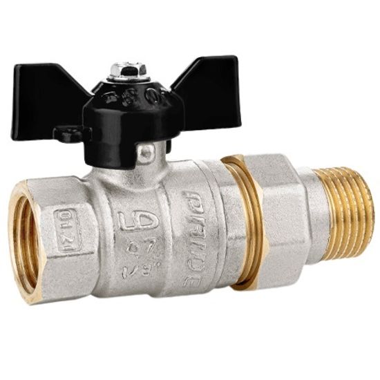 Кран шаровой LD Pride 1" с разъёмным соединением полнопроходной, бабочка (LD 47.306.25)