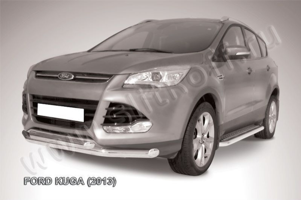 Защита переднего бампера (нержавейка) Ford Kuga (2012-2016) d76+d57