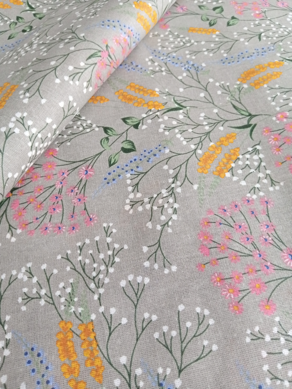 Ткань бязь плательная, рис. "Полевые цветы", ширина 150 см, арт. 985