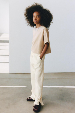 ZARA БРЮКИ С ВОЛАНАМИ, ЭКРЮ