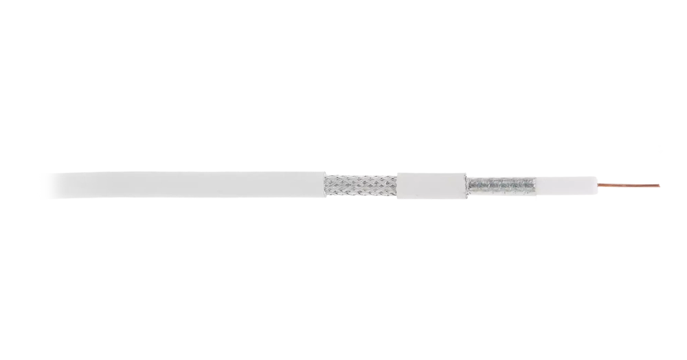 Кабель коаксиальный, RG-11, одножильный, CCS, внутренний, PVC, белый, 305м