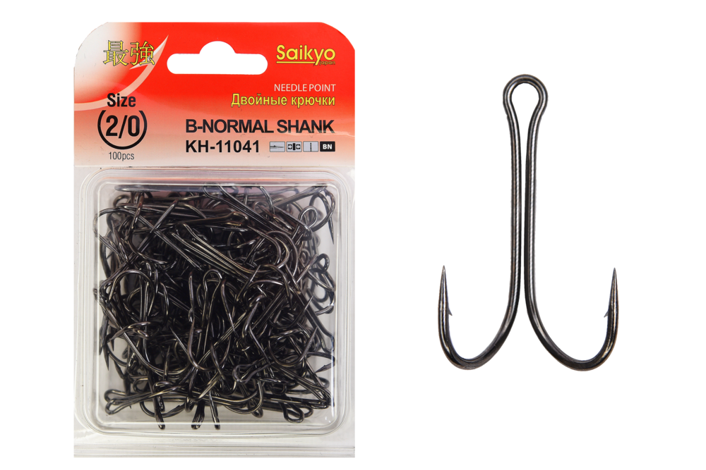 Крючки Saikyo двойн.Normal Shank KH-11041  №2/0 BN (100шт)