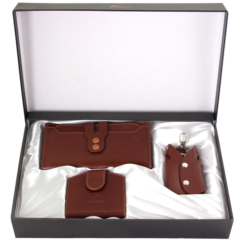 Женский подарочный набор кошелек зеркальце и брелок Barez Leather натуральная кожа Иран DS34.nw 976