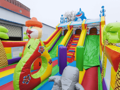 Коммерческий надувной батут с горкой «В гостях у моря» 9*5*5 м