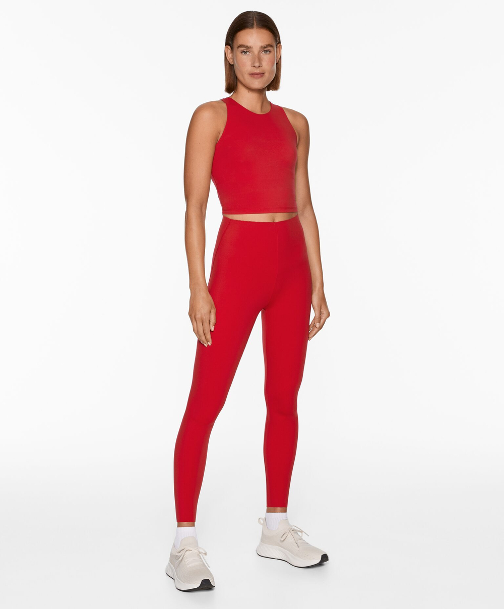 OYSHO Легинсы Compressive Core Control до щиколотки с высокой посадкой, красный