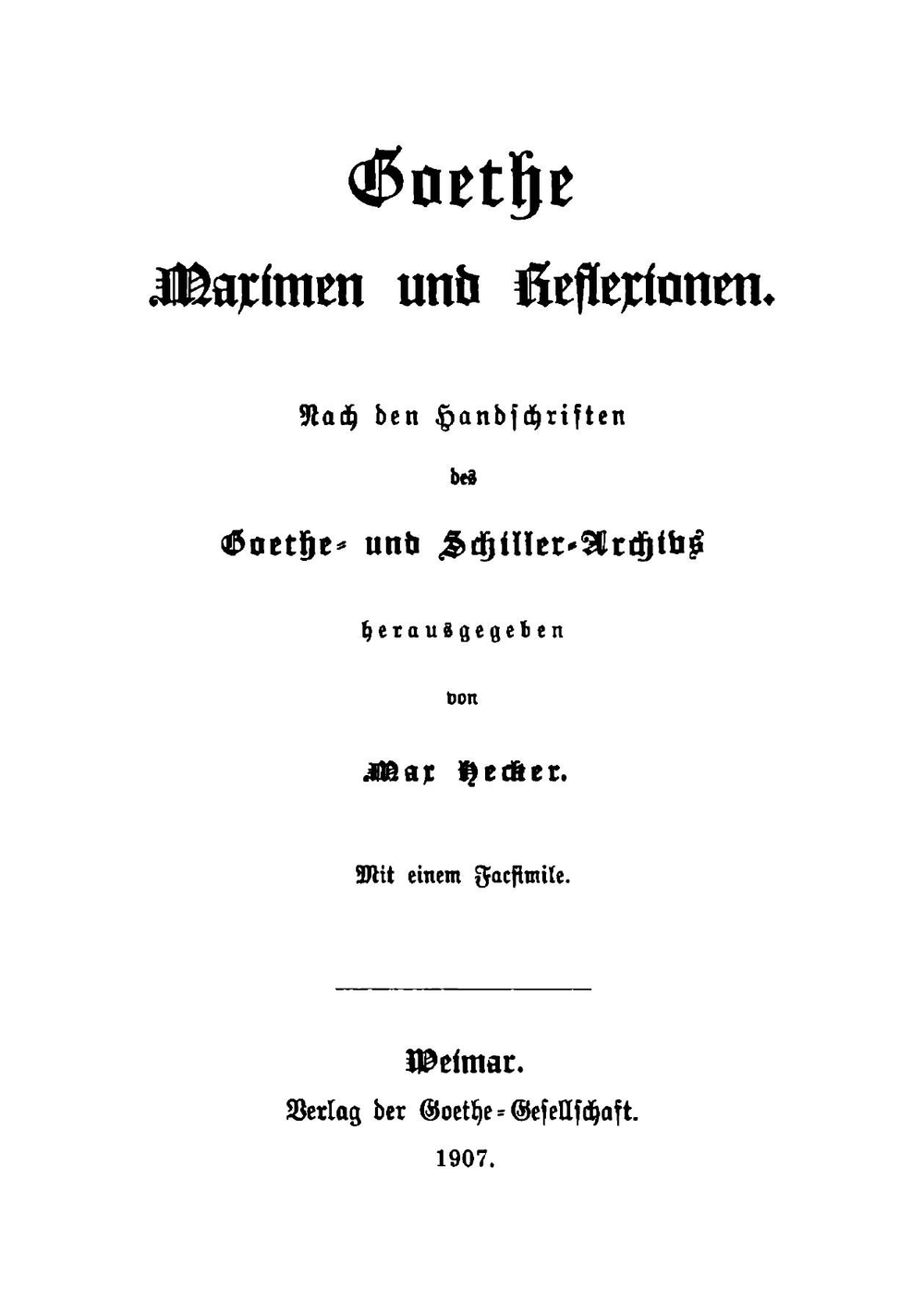 Goethe. Maximen und Reflexionen | И. В. Гёте