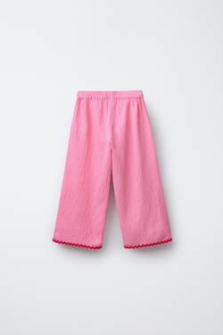 ZARA БРЮКИ ТЕКСТУРЫ «ВОЛНА», МЯГКИЙ РОЗОВЫЙ