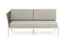 "Касабланка" правый модуль плетеный из роупа, каркас алюминий светло-серый (RAL7035) муар, роуп серо-коричневый 23мм, ткань бежевая 15052