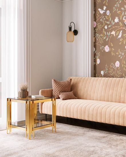 Журнальный столик 55*55 ГЭТСБИ золото стекло smoke