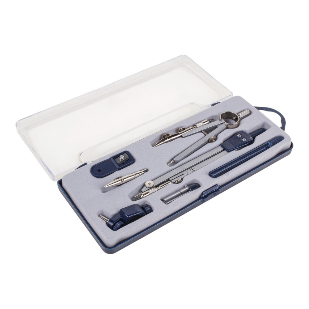 Готовальня 7 предм: циркуль мет,грифели, кронцирк,рейсфед,насадка под каранд.