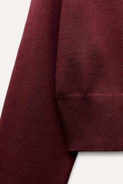 ZARA ОДНОТОННЫЙ СВИТЕР С ШИРОКИМИ РУКАВАМИ, ЦВЕТ БУРГУНДСКОГО ВИНА