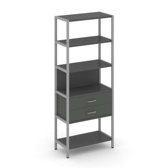 Shelf System Односекционный стеллаж пятиярусный с ящиками SN.STM-512 Антрацит/Металл Серый 810*400*1