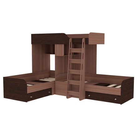 Кровать-чердак КарИВи Трио Бодего Темный Венге