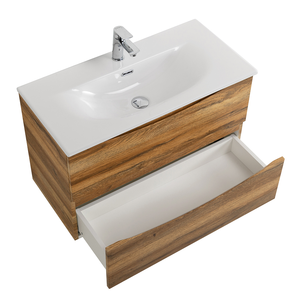 Тумба с раковиной подвесная BelBagno MARINO-CER-MINI-800-2C-SO-RR-P Rovere Rustico, раковина белая BB-8099-3-80