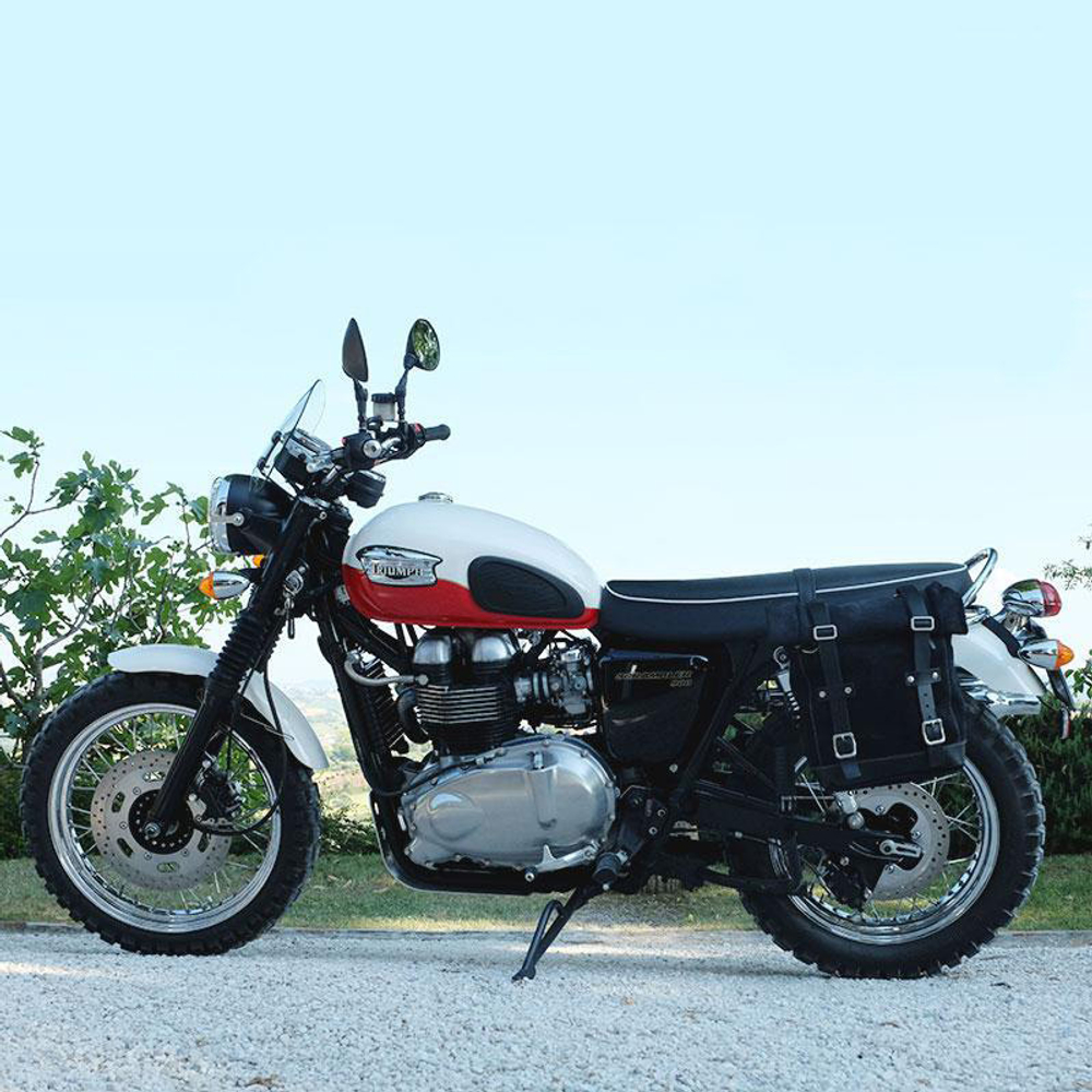 Unitgarage Боковая сумка из кожи + левый держатель Triumph Scrambler 900 / Bonneville T100