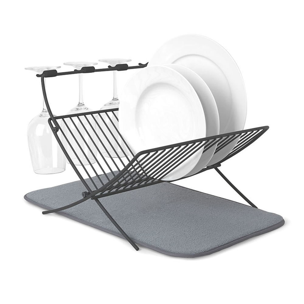 Сушилка для посуды c ковриком xdry серая
