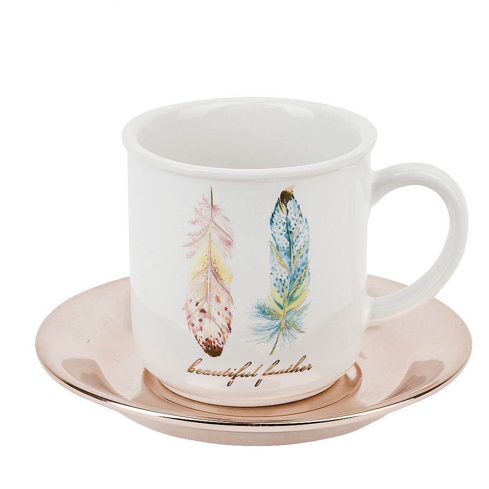 Чайный сервиз 12пр. "Перья" (6 персон) v=250мл. (керамика) (подарочная упаковка)