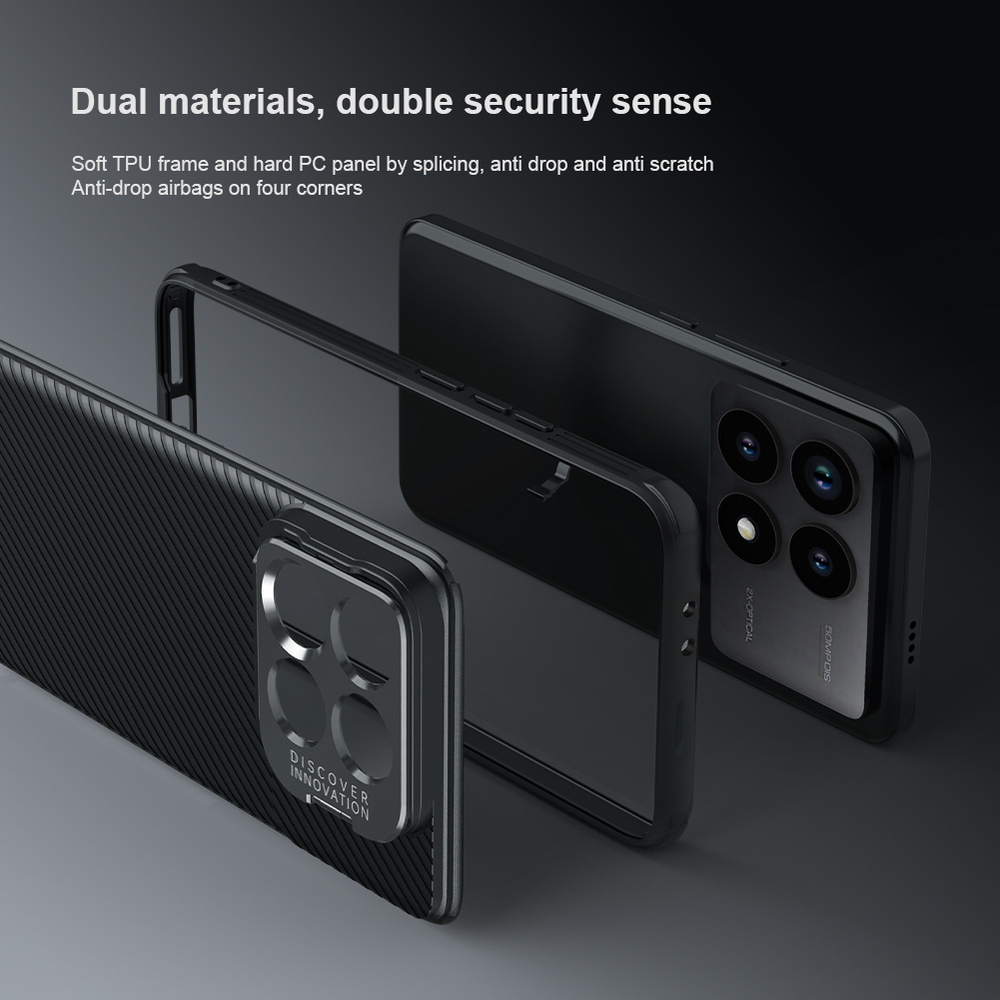 Чехол от Nillkin с металлической откидной крышкой для камеры на Xiaomi Poco F6 Pro, серия CamShield Prop Case (версия Camera-visible)