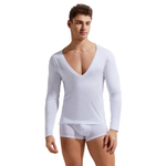 Мужской лонгслив с глубоким V-образным вырезом Gauvine (Размер: XL) (Цвет: черный)