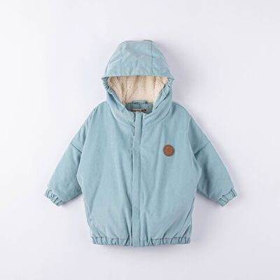 Oversized jacket with faux fur - Eucalyptus