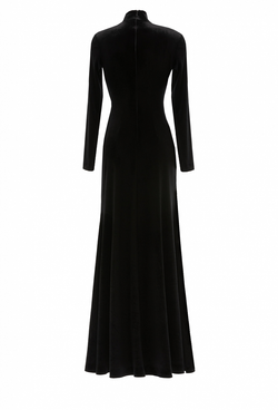 Бархатное платье в пол с фигурными вырезами 10-01-24 FW