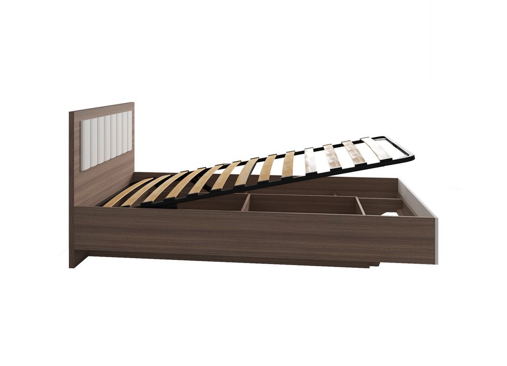 МС Роза Кровать 900 Орех Франклин/Бежевый Скин, ДСВ Мебель