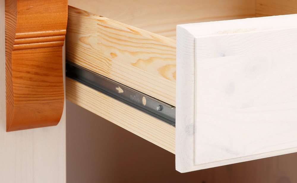 Тумба прикроватная Аделя 52х40х48 см из массива сосны, белый воск/черри