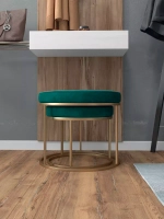 Комплект круглых банкеток - ЗЗЕЛ - зеленое на золотом