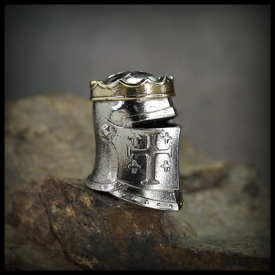 Темлячная бусина "Шлем Ричарда" для ножей , латунь + никелирование