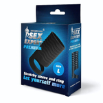 Черная открытая насадка на пенис с кольцом для мошонки L-size - 8,5 см. (Цвет: черный)