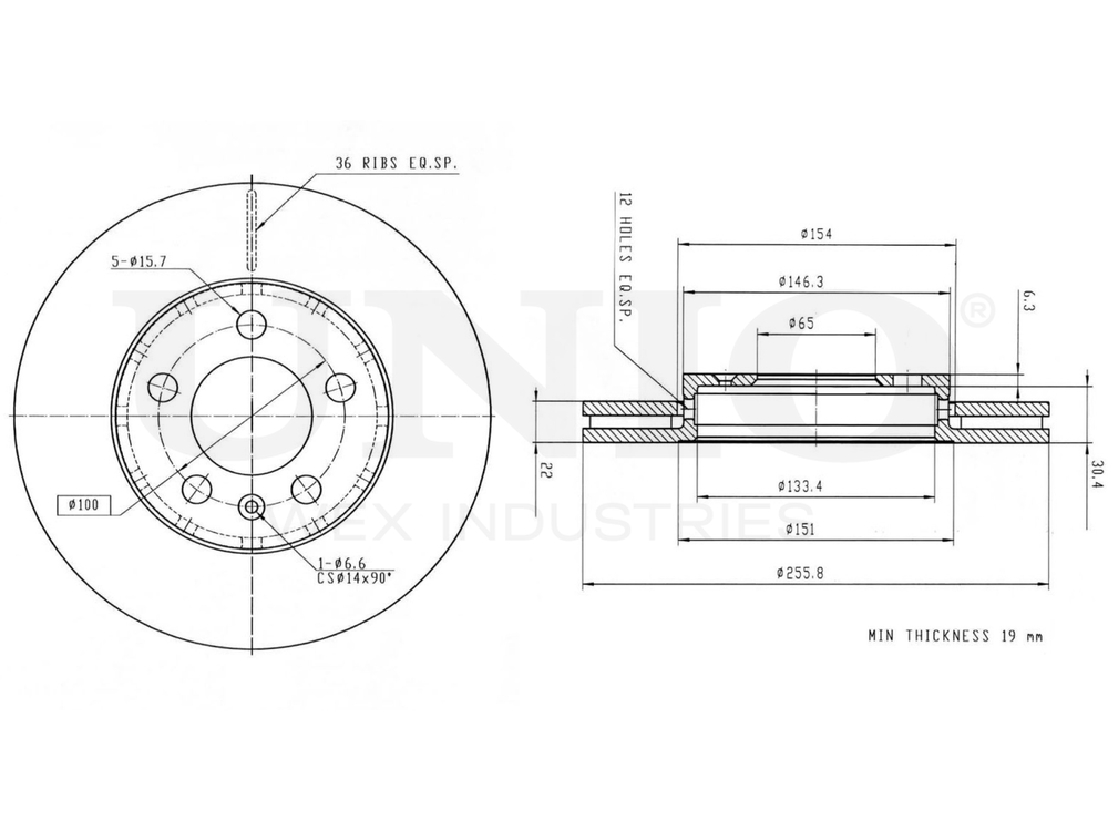 Диск тормозной передний UNIO BRD-20004