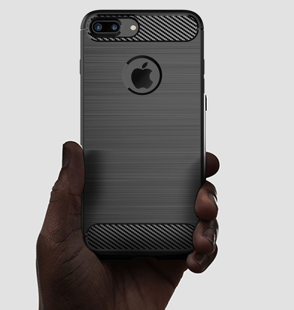 Чехол для iPhone 8 Plus цвет Black (черный), серия Carbon от Caseport