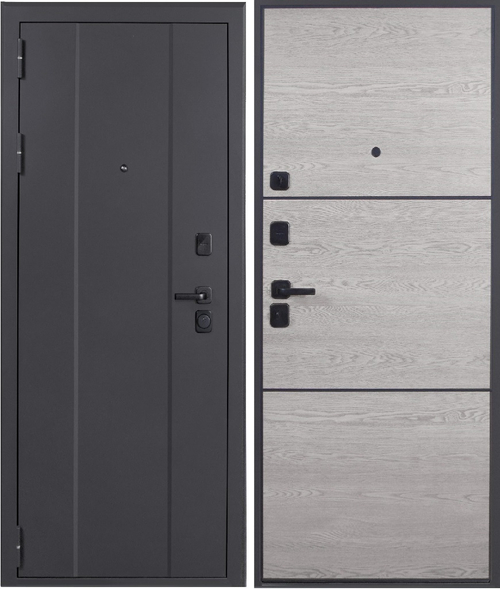 Входная дверь Эталон М-7 Чёрный муар - Астана Эш Уайт