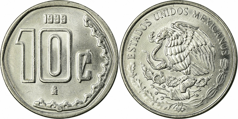 Мексика 10 сентаво, 1992 - 2009 Орел XF