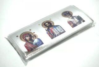 Игрушка на торпеду - Иконка тройная -   9,50*4,50см -малая, хром "Святая троица" (самоклеющ.) 54536
